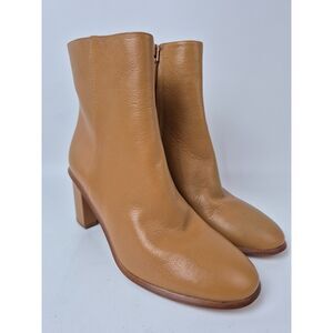 Tory Burch Women's Brown Brooke Stamped Heel Leather Bootie Size 9.5 US